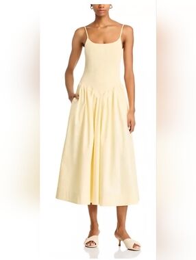 Lucy Paris Yellow Hazel Smockes Dropped Waist Dress Size L